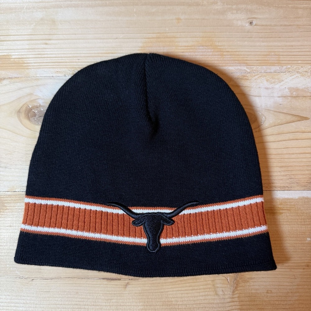 Texas Longhorn Beanie Top of‎ the World Brand OSFM Black Y2K Skull Cap
